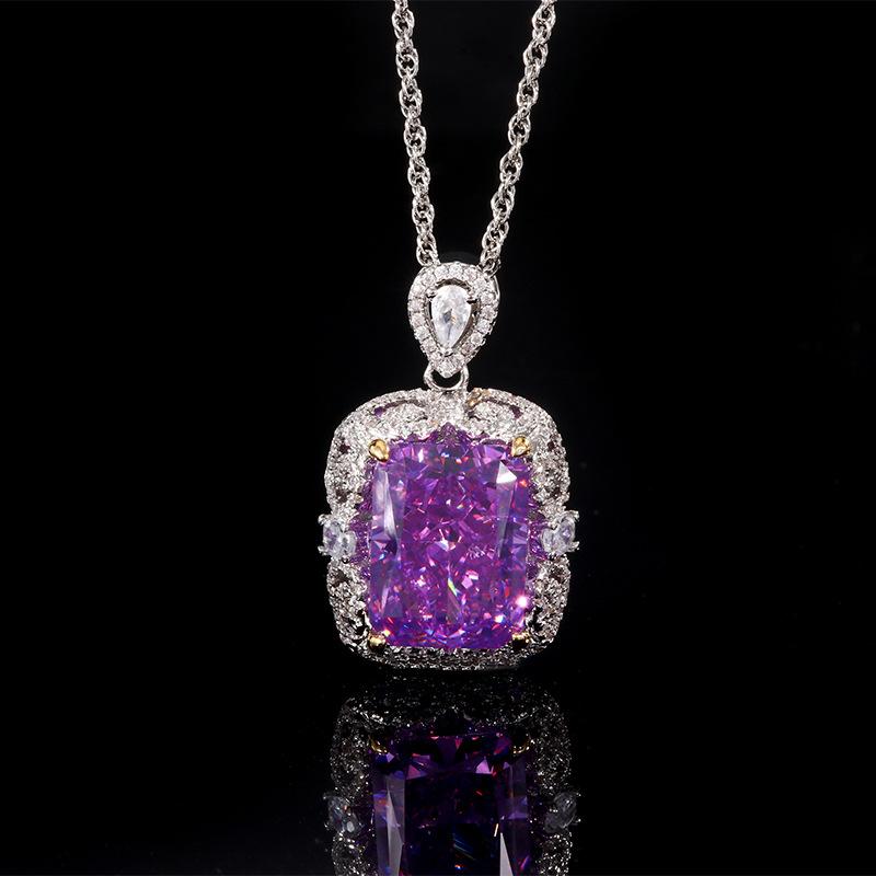 Ювелирные изделия Высокоуглеродистый бриллиант огранки ледяной цветок медный инкрустированный светильник роскошный кулон основной камень 12 * 16