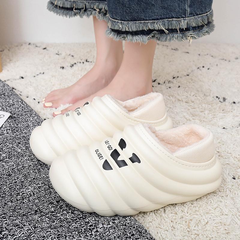 Модные домашние тапочки, мужская зимняя обувь, Эва, удобная толстая подошва, сохраняющая тепло, с круглым носком, новые модные универсальные тапочки из бархата