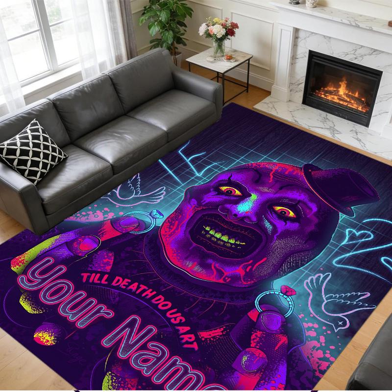 Crystal Velvet Rug Custom Name Text, Soft Non Slip Floor Mat Home DecorTerrifier Art the Clown