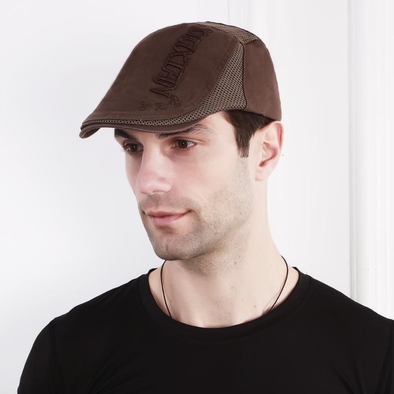 Сетчатая шляпа с язычком утки, мужской берет, весенне-летняя сетчатая кепка, дышащая солнцезащитная шляпа, шляпа M. Шелкография передняя крышка