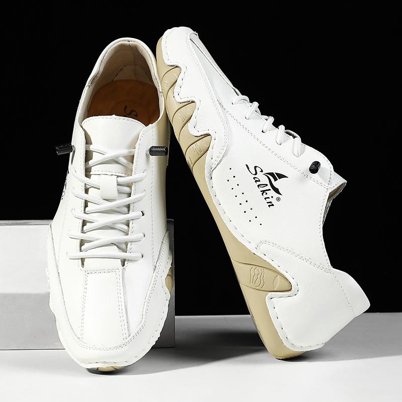 Мужская кожаная повседневная обувь ручной работы, модные кроссовки на шнуровке, новейшая осенняя мужская обувь, большие размеры 39-48