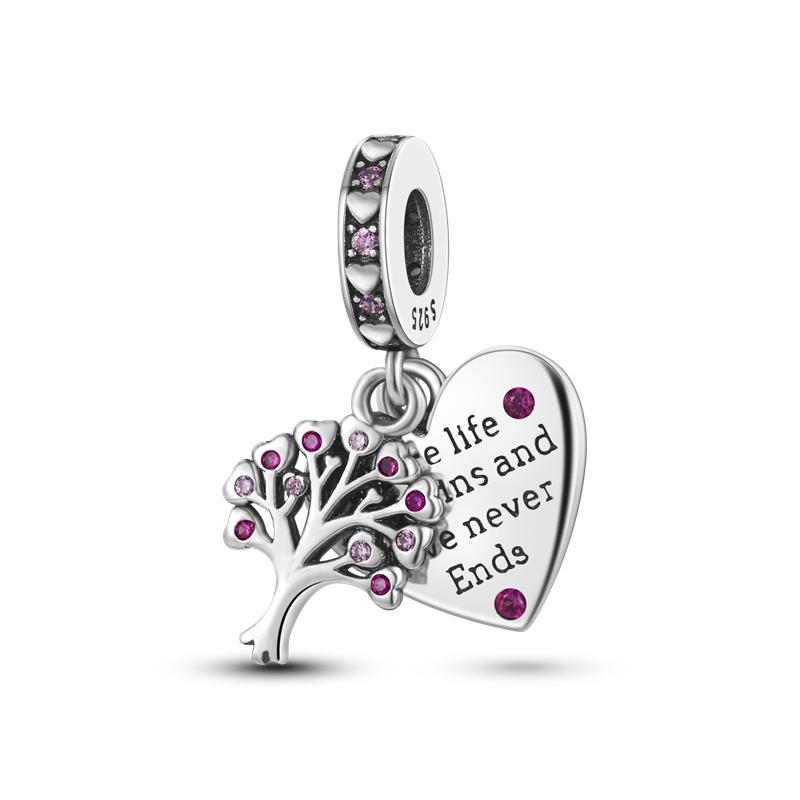 925 Silver Sunflower Butterfly Flower Heart Charm for 3mm DIY Bracelet, Beautifully Beaded DIY Fashion Maker Gifts