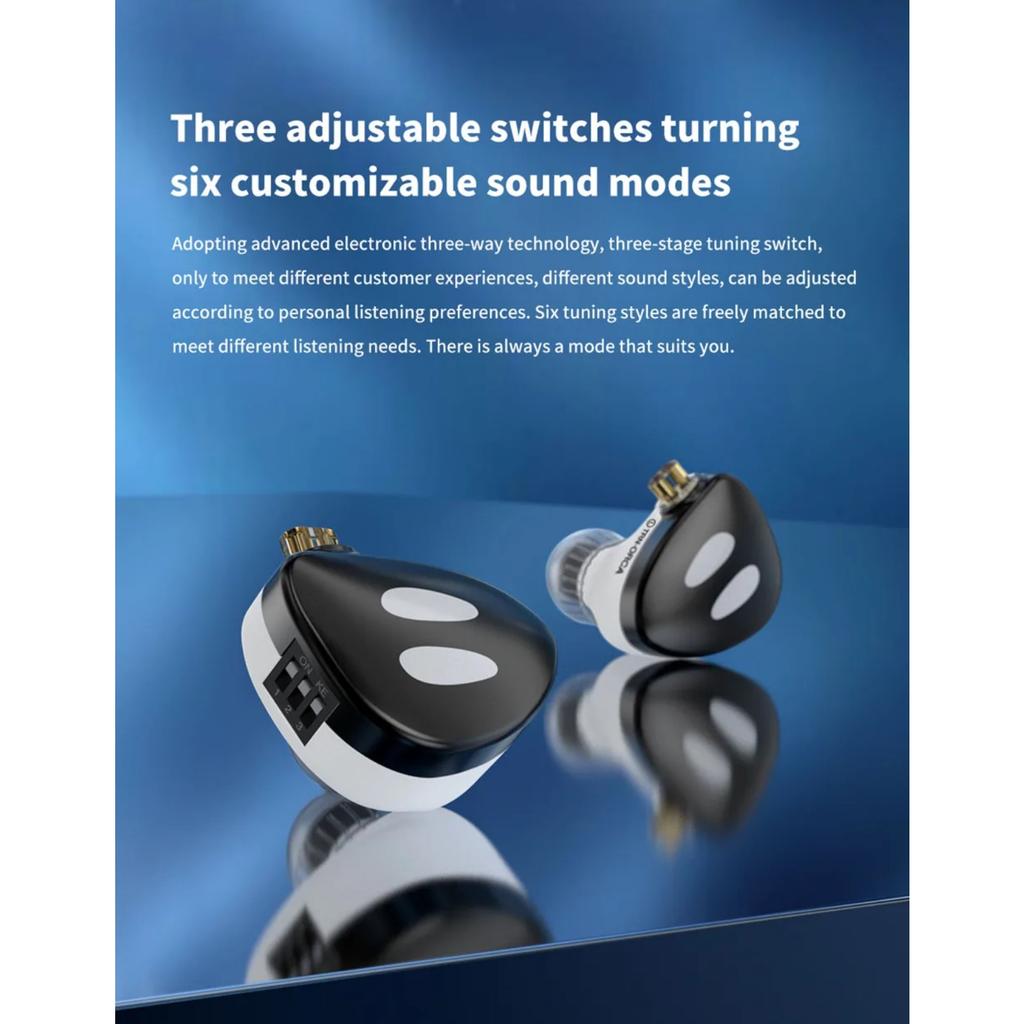TRN ORCA Dynamic In Ear Earphones High Performance Dynamic Driver IEMs Earbuds with  Detachable Cable Tuning Switch  Headset