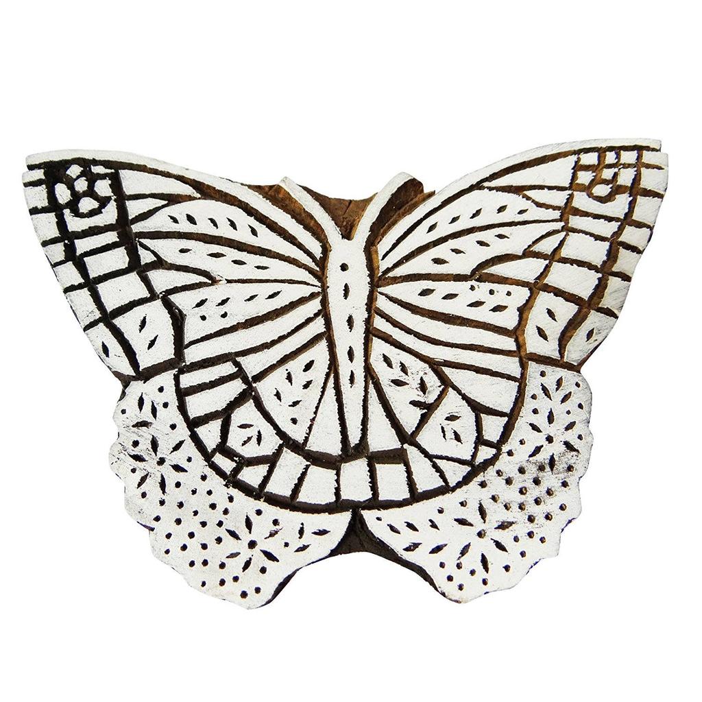 Деревянная блочная ткань с печатью бабочки ручной работы Дизайнерская текстильная марка Индия