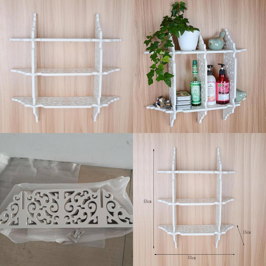 Настенная многослойная полка из ПВХ с полым дизайном для домашнего хранения и организации
