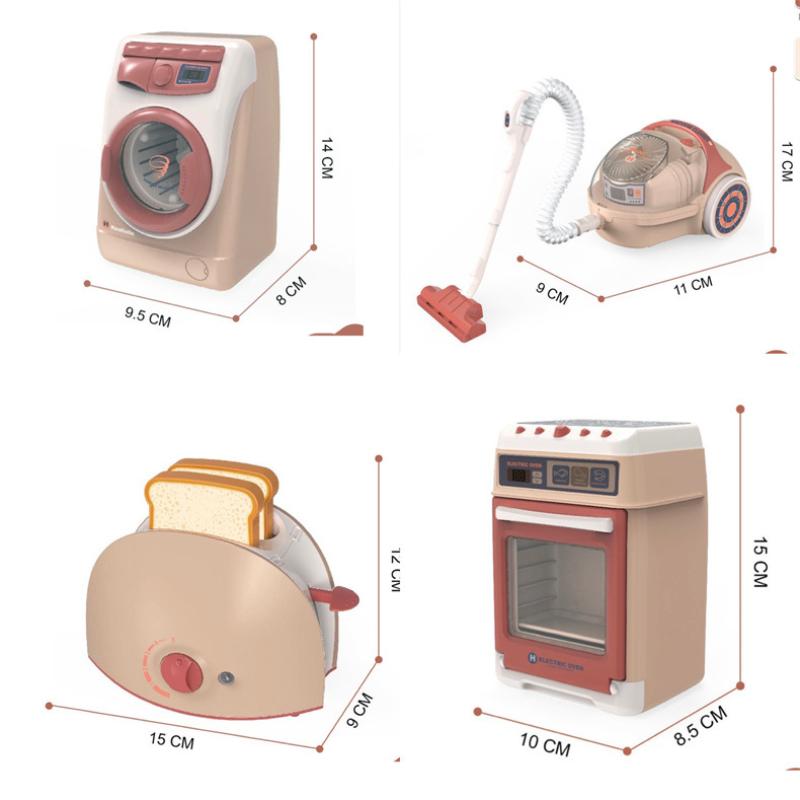 Play House Toy Washing Machine Vacuum Cleaner Coffee Maker Toaster Mini Appliances Cute Toys Kids Pretend Play Toys