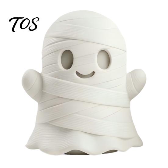 Hand Painted Ghost Ornament 3D Printed Halloween Mummy Figurine, Blank DIY Paintable Bandage Pumpkin Statue, Tabletop Decor Mini Desktop for