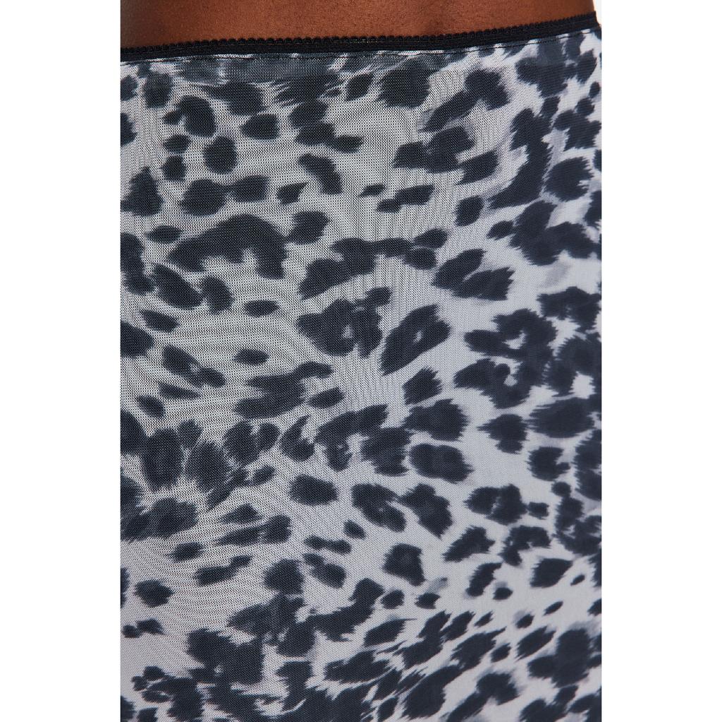 Black Waist Detailed Printed Stretchy Tulle Maxi Knitted Skirt Twoaw24et00124