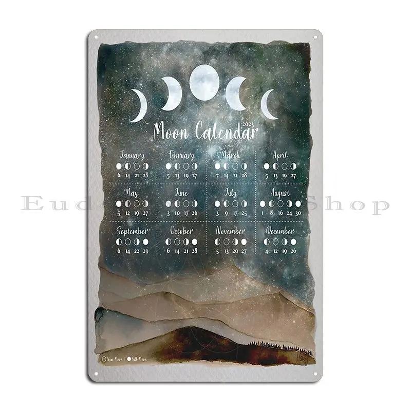 Moon Calendar Metal Sign Bar Cave Plaques Personalized Party PaintingTin Sign Poster