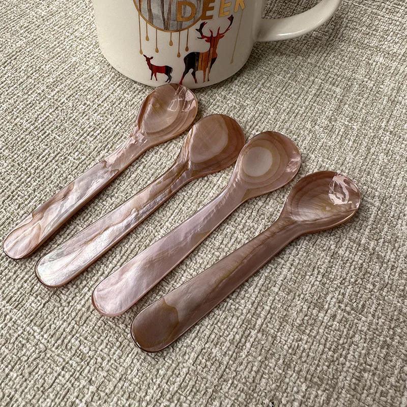 11CM Natural Shell Ice Spoon Cream Coffee Caviar Spoon Mother of Pearl Seashells Stirring Spoons Teaspoon Crafts dessert coffe