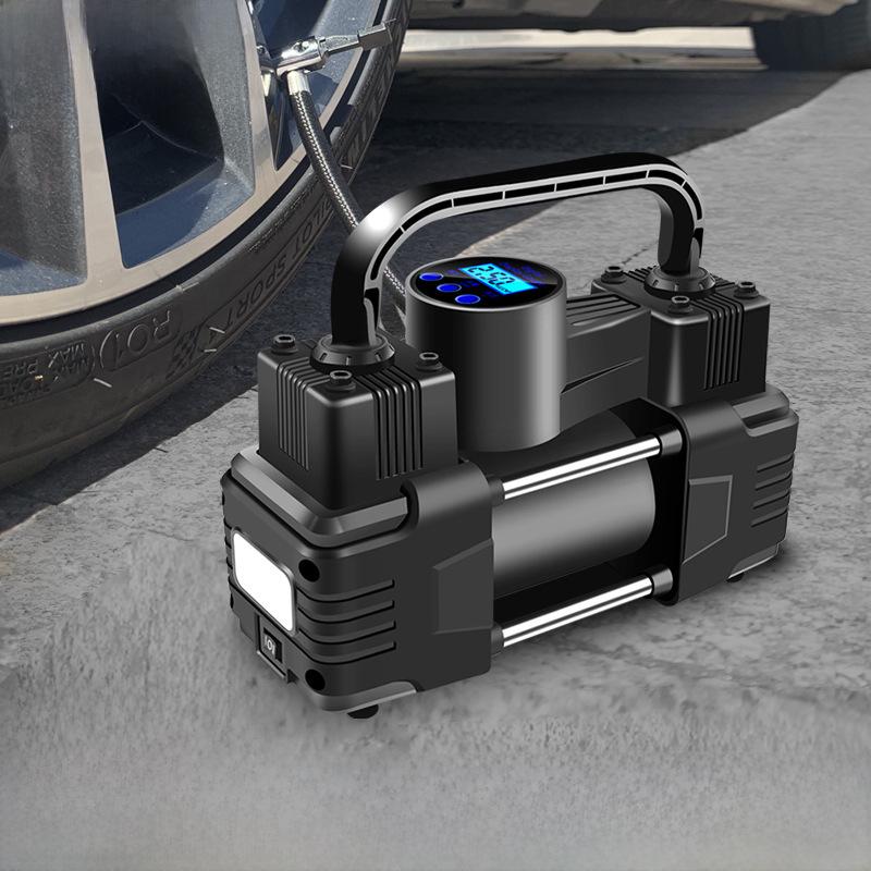 Двухцилиндровый мини портативный 12 В высоковольтный металлический автомобильный воздушный насос