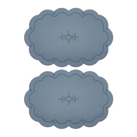 2 Pcs Leather Placemats with Embossment Design No-Slip Heat Resistant Table Mats