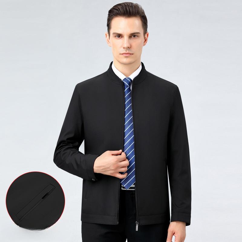 Jacket Men's Middle-aged Lapel Spring and Autumn Business Casual Middle-aged Dad Wear Administrative Civil Servant Jacket