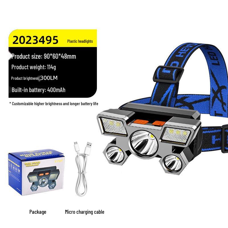 Светодиодный лазерный фонарь с двумя режимами света, перезаряжаемый налобный фонарь - Суперяркий, длительное время работы от аккумулятора, идеально подходит для ночной рыбалки