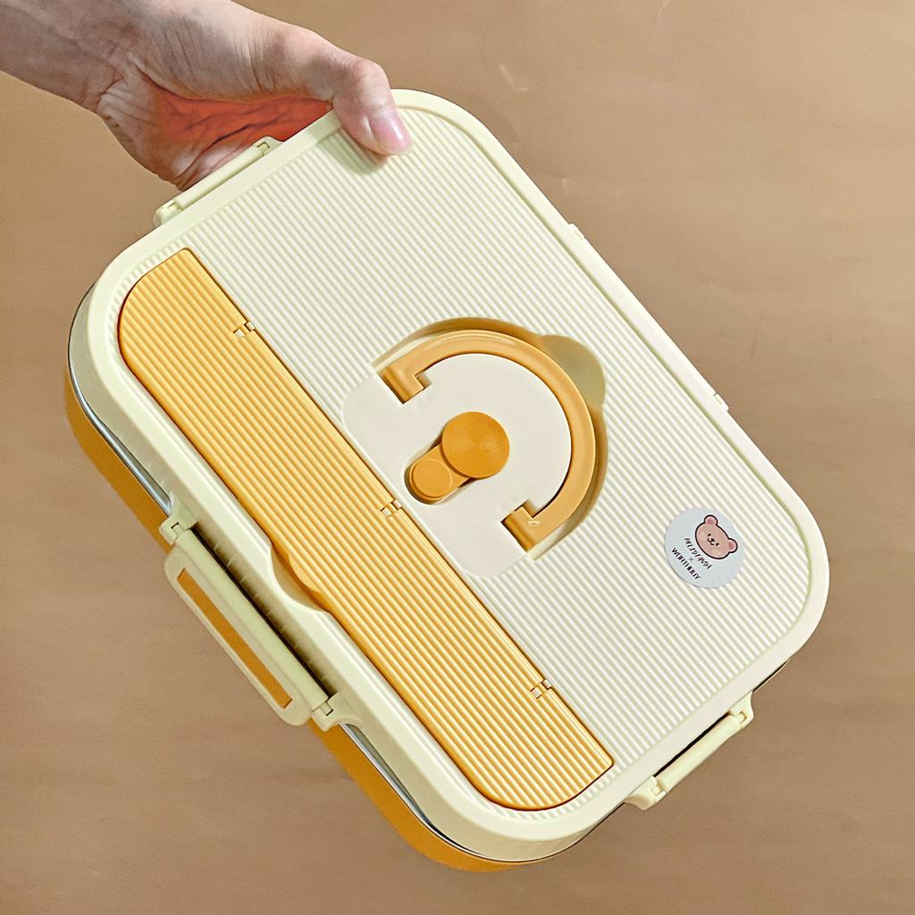 WORTHBUY Large Capacity 304 Stainless Steel Divided Lunch Box For Student Safe Heatable Portable Leak-proof Lunch Container Set