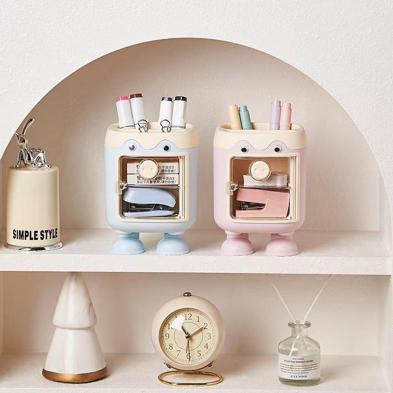 Мальчики и Девочки Многофункциональный Мультяшный Милый Поросенок Подставка для Ручек Большая Вместимость с Отделением Канцелярский Подарок Коробка для Хранения