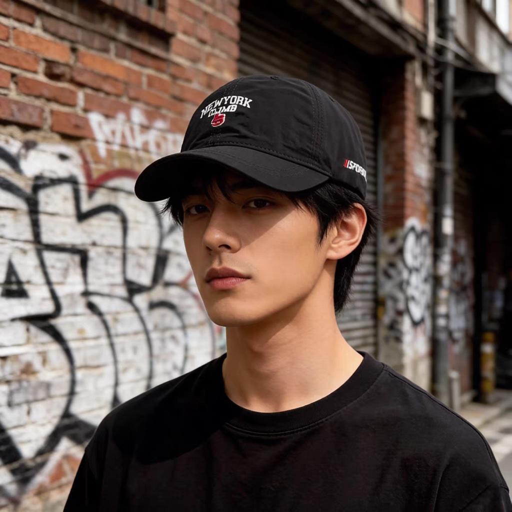 Men's short-brimmed baseball cap with Korean-style letter embroidery, a couple's style, and a quick-drying design for summer