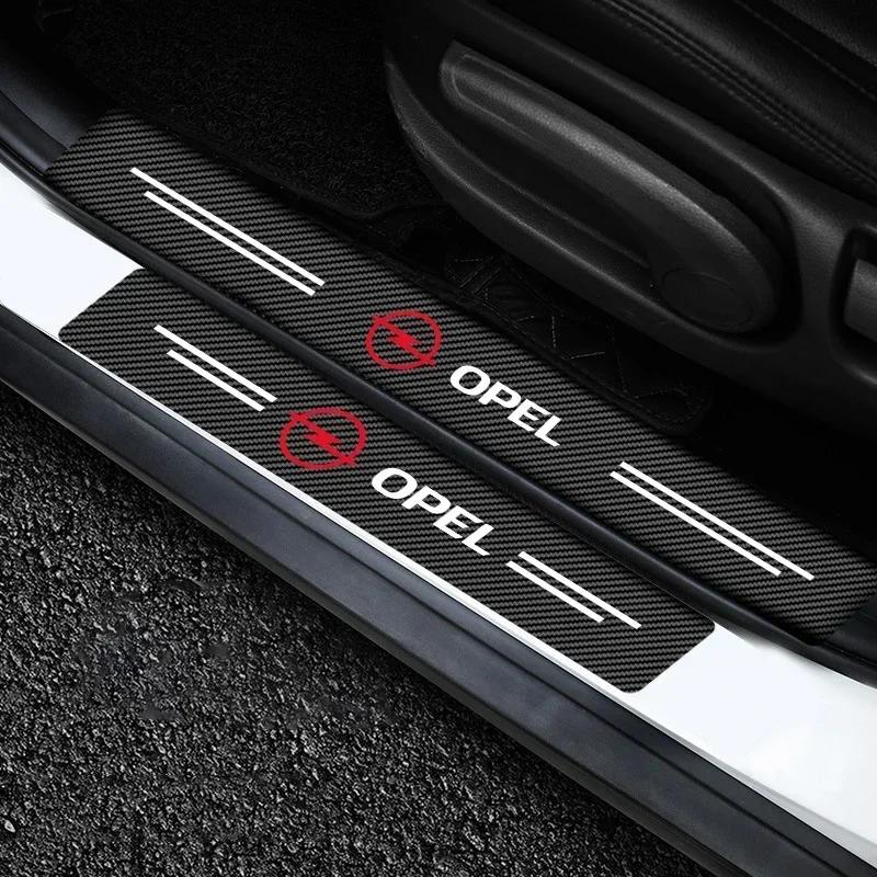 4pcs Carbon Fiber Car Sticker Auto Door Threshold Waterproof For Opel Astra j g Insignia Corsa d Vectra c Zafira a Auto Gadgets ujl522