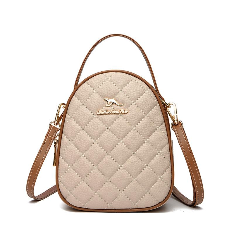 Emgrand Kangaroo Soft Leather Embroidery Thread Small Bag Three-layer Women's Bag 2025 New Versatile Mobile Phone Bag Mini Messenger Bag