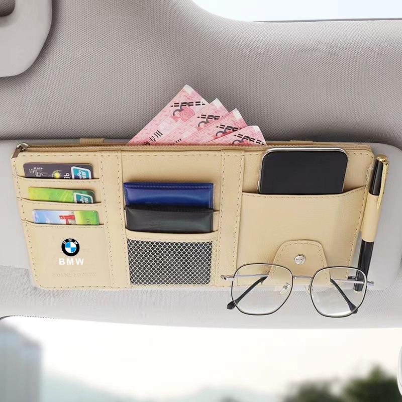 For BMW E87 For BMW Car Sun Visor Bill Pen Business Card Holder Storage Box Sunglasses Clip Stowing Tidying Multifunctional Car Accessories