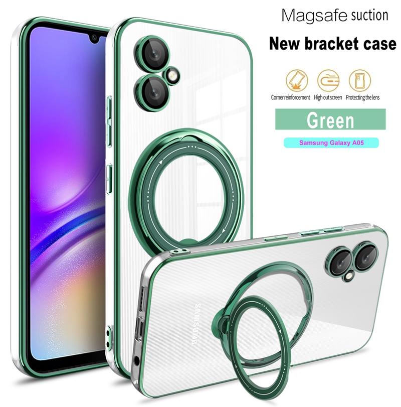 Роскошный чехол с покрытием Magsafe для беспроводной зарядки Samsung Galaxy A05 A05S A15 A25 A35 A55 с прозрачным магнитным кольцом и бампером