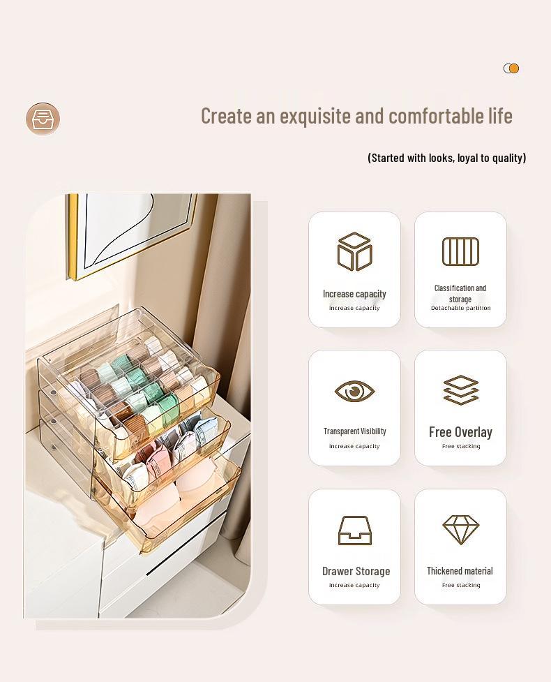 Stackable Multi-Layer Underwear and Medicine Organizer Box - Transparent, Multi-Purpose Storage.