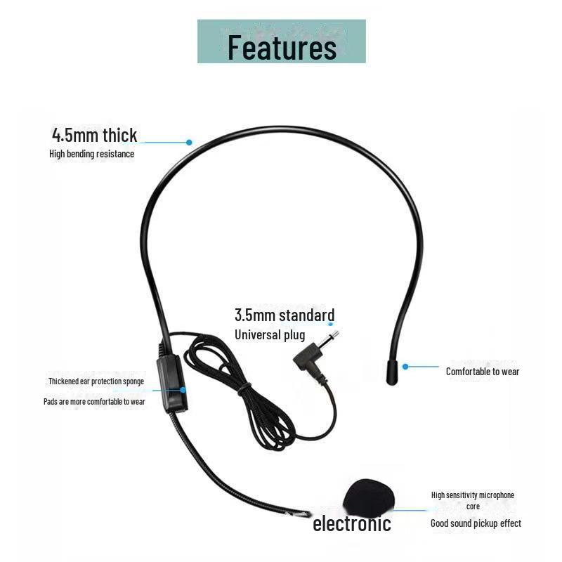 Проводная гарнитура с зажимом для воротника, громкоговорителем, креплением на ухо, микрофоном с защитой от воя и звукоснимателем для инструментов