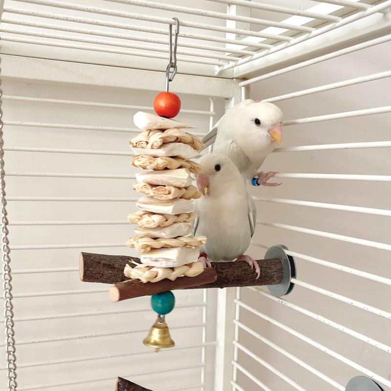 Игрушки для попугаев, Принадлежности для грызения, Игрушки для птиц, Веревки для грызения из кости каракатицы, Игрушки из плетеной соломы и кукурузного початка, Грызение яблоневой ветки