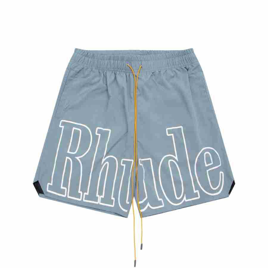 Cross-border European and American trendy brand RHUDE letter logo casual elastic sports shorts men's and women's American high street beach pants