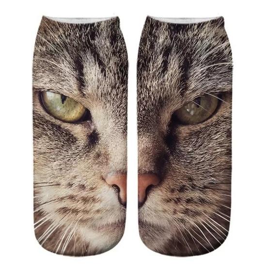 Realistic Cat Face Socks 3D Cat Print Animal Socks Breathable Funny Casual Socks Gag Gifts for Cat Lovers Men Women