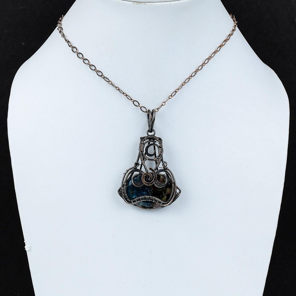 Подвеска с арбузным турмалином, обернутая медной проволокой, подвеска из натурального драгоценного камня, подарок для женщин, подвеска ручной работы, обернутая медной проволокой, ювелирные изделия