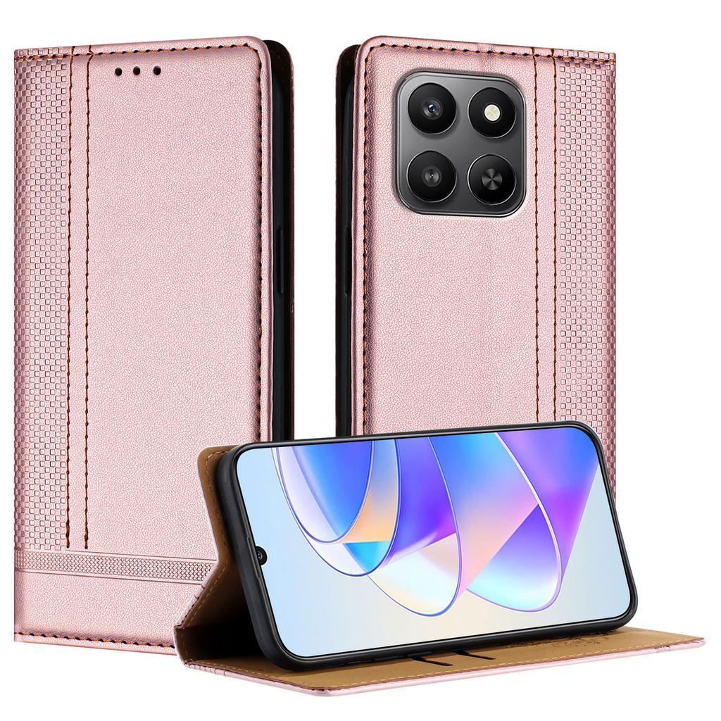 Для Honor 400 Смарт-чехол L-образный сетчатый узор Кожаная подставка Чехол для телефона со слотами для карт