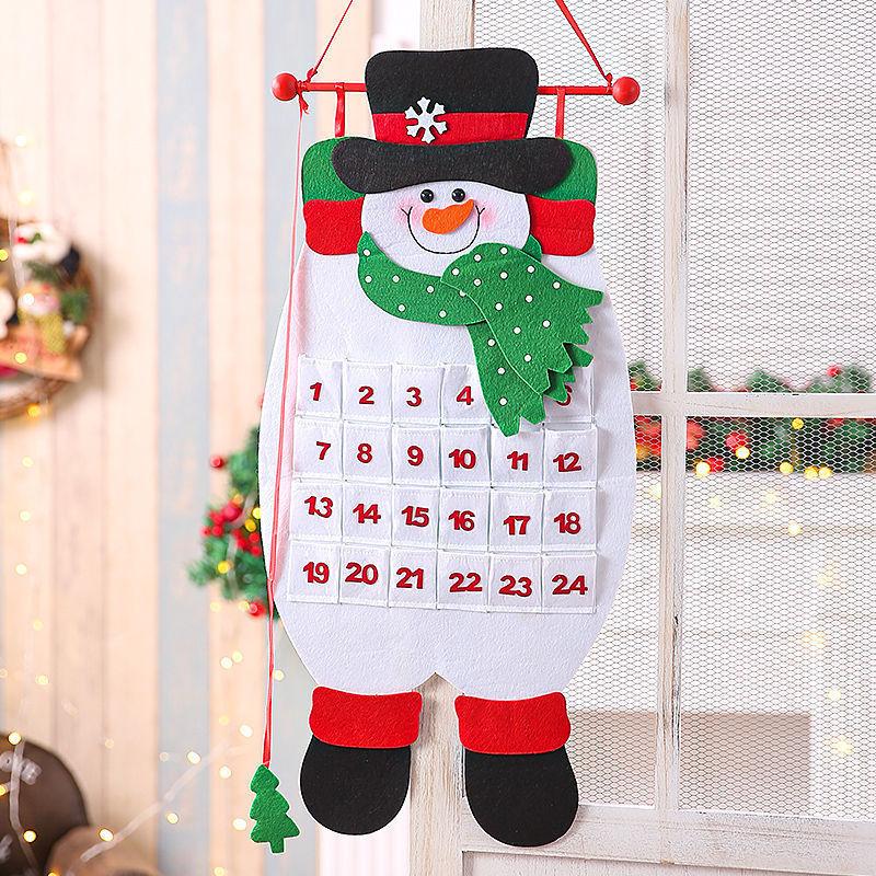 1set Felt Digital Christmas Calendar Santa Claus Snowman Elk Style Xmas Celebration Countdown Door Wall Window Decor Props