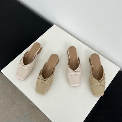 2024 новые мягкие тапочки женские носят фею толстую с ленивой головой baobao полуперетаскивают одиночные туфли женские