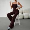 Женский осенне-зимний элегантный облегающий сексуальный комбинезон с бюстгальтером без бретелек, однотонный комбинезон с открытой спиной
