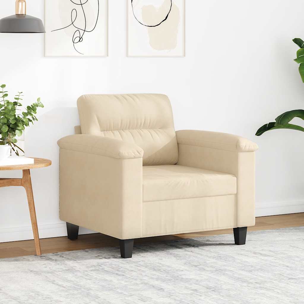 Vidaxl Fotel, Kremowy, 60 Cm, Obity Mikrofibrą