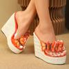 Women Fashion Sexy New Fashion Simple Slope Heel Waterproof Platform Car Slippers 14cm Wedge Heels LFD-10368-A69