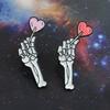 Unisex Cute Enamel Skeleton Hand Heart Halloween Badge Bag Backpack Decor Gift