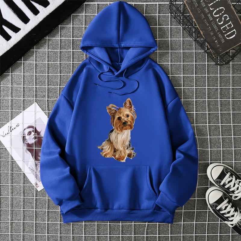Spring Summer Women's Hoodie 3D Kawaii Dog Printed Fashion Casual Long Sleeve Round Neck Top Loose Large Size Clothing