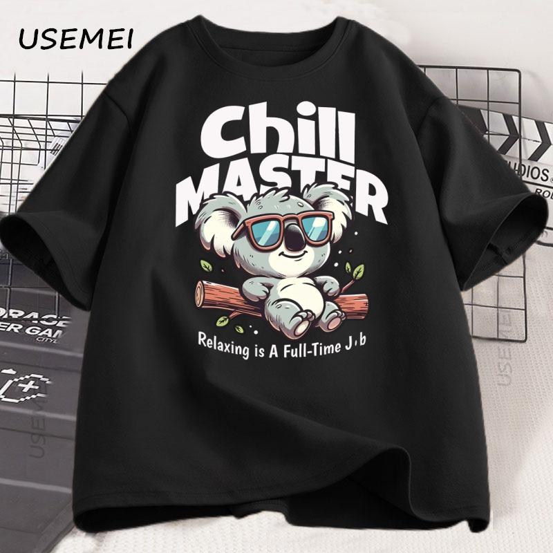 Chill Master Koala T Shirt Funny Koala Graphic Tee Animal Lover Gift Unisex Women Summer Casual Cotton Loose Tshirt Male Clothing