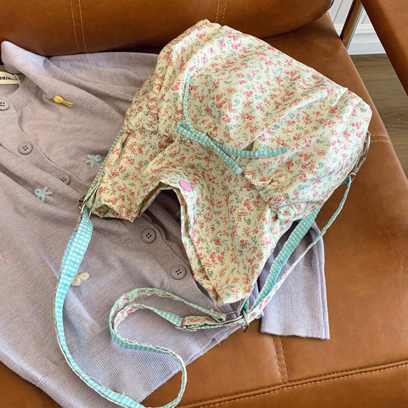 Women's Floral Print Crossbody Shoulder Bag Fashion Washable Fabric Pink Flowers Small Backpack for Casual & Special Occasions CLE