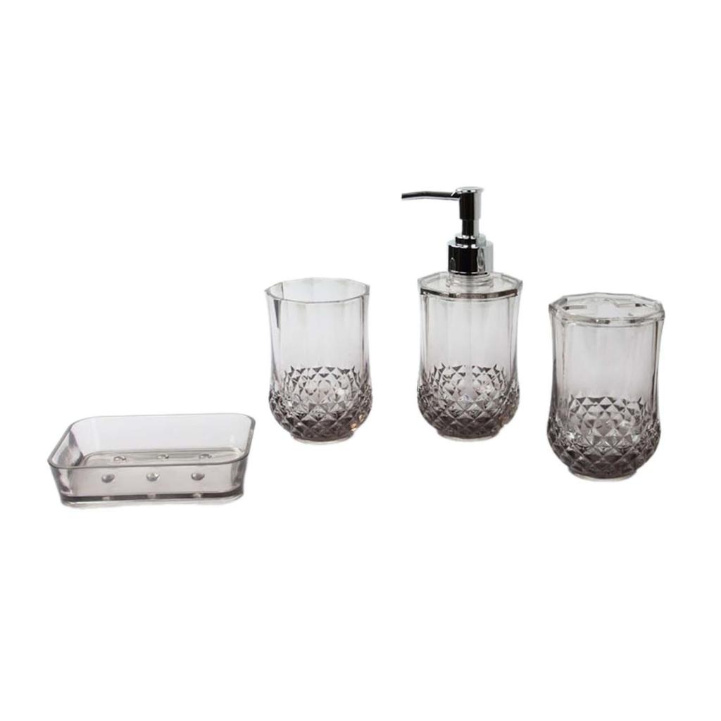 4 шт. Держатель для зубных щеток Диспенсер для мыла Предметы первой необходимости для квартиры Акриловая мыльница Набор аксессуаров для ванной комнаты для столешницы