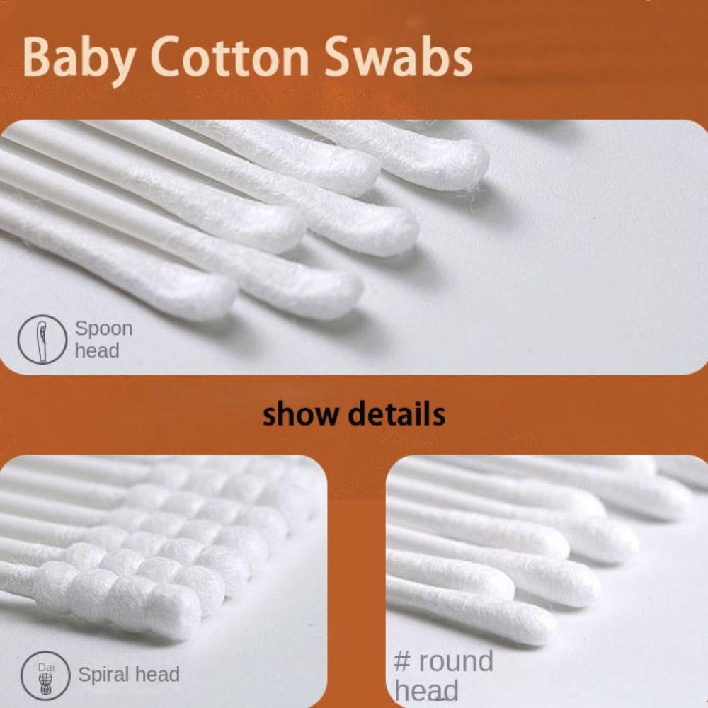 200 pcs Dual Tips Sterile Cotton Buds Degreasing Cotton Ear Wax Spoon Young Children