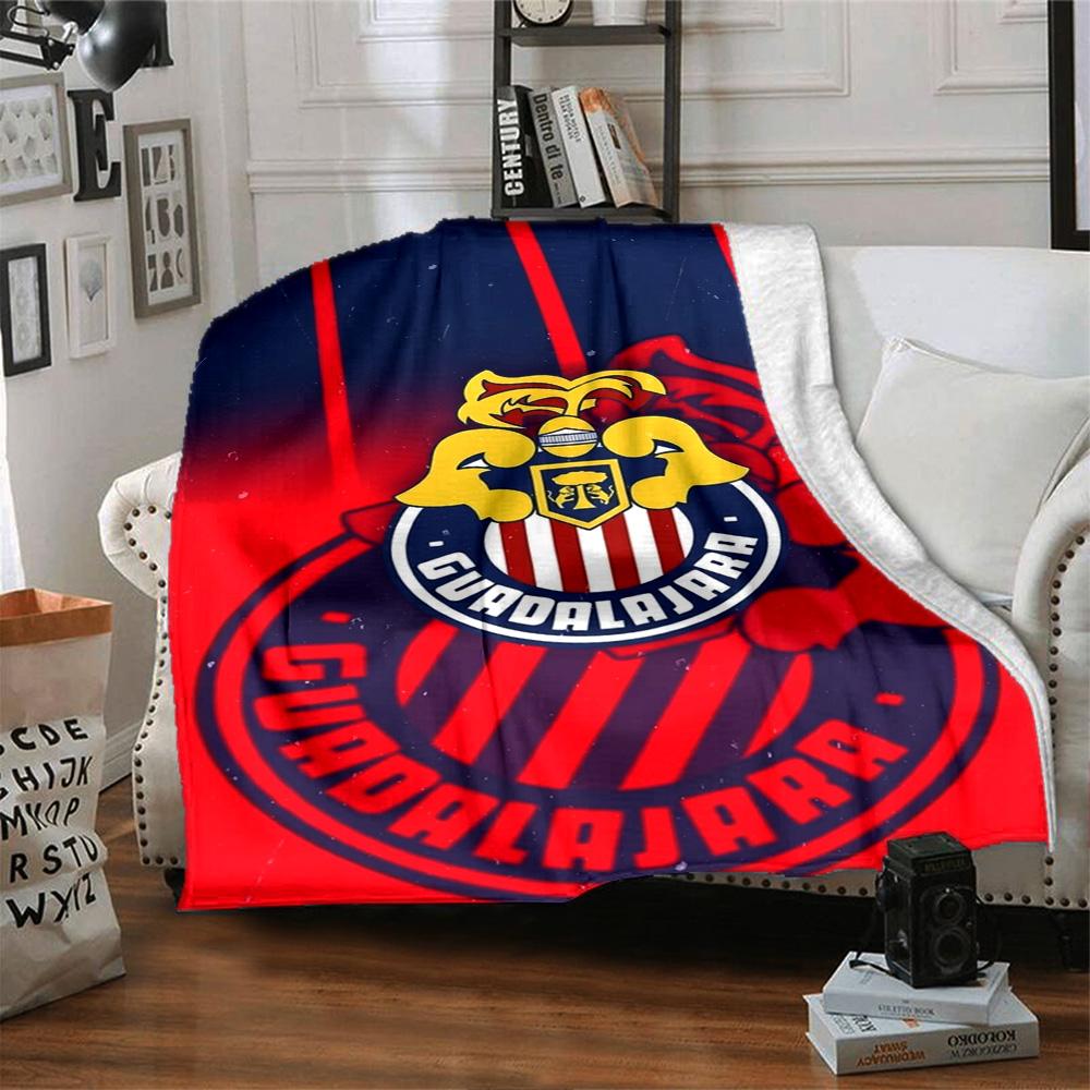 Chivas Guadalajara Logo Print Flannel Blanket High Quality Warm Comfortable Cover for All Seasons Perfect for Gifts Home Decor