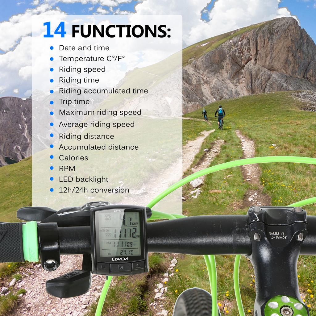 Lixada Велосипедный компьютер Велосипедный спидометр Одометр MTB Шоссейный велосипедный компьютер