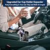 KDD Car Cup Holder Expander - 3 In 1 Cup Holder Adapter With Adjustable Base - Detachable Phone Holder & 360° Rotation Food Tray For Car -