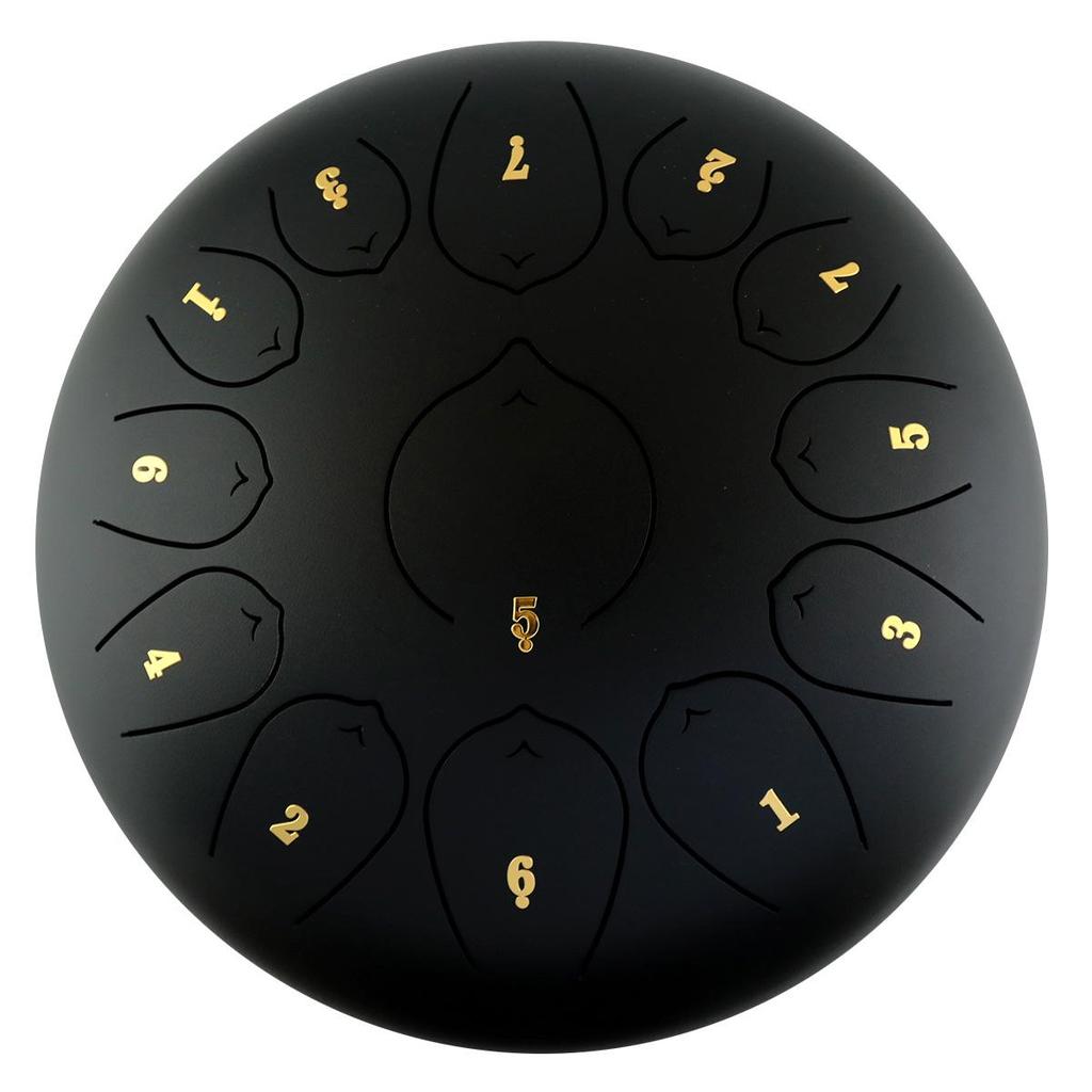 Steel Tongue Drum: 12" with 13 Sanskrit Sounds, Dust-Free, Stress-Free Design, Available In Empty Drum Color.