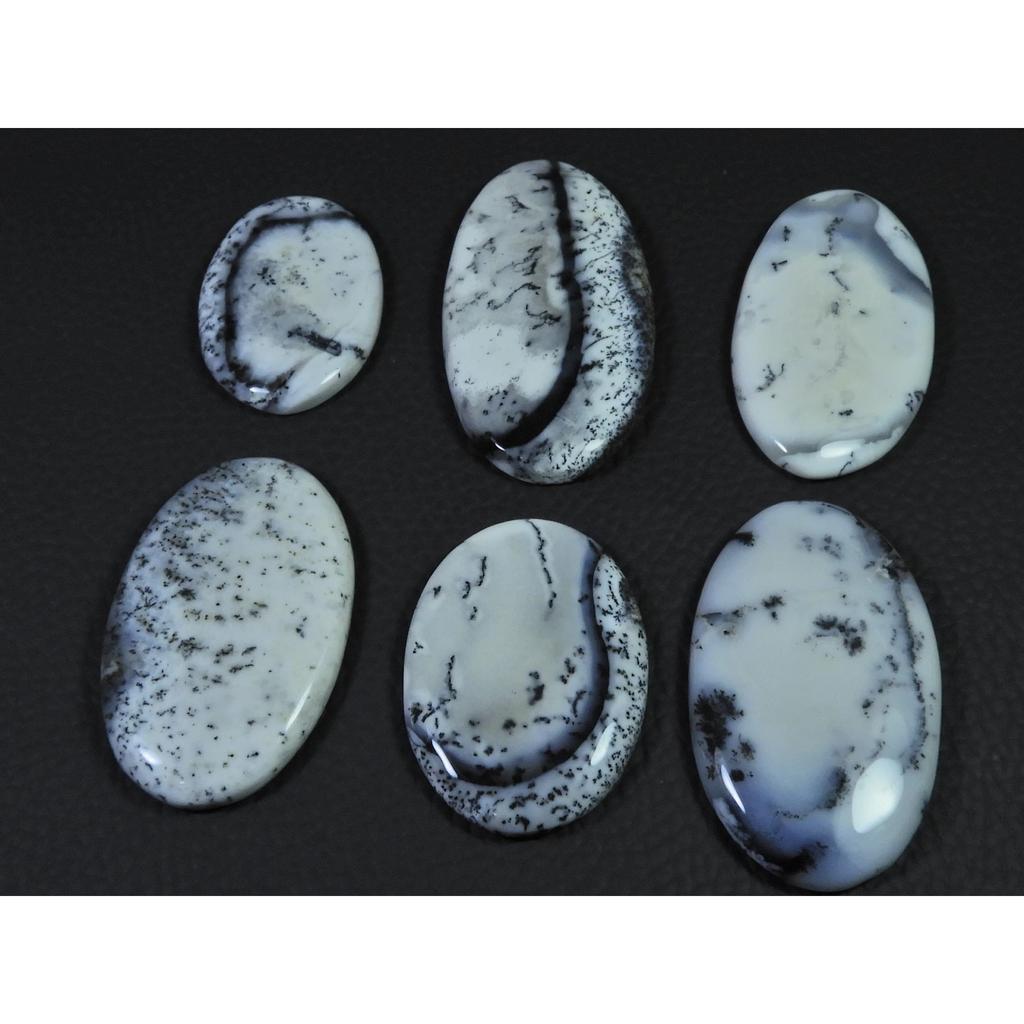 6Pcs Natural Dendrite Opal Oval Shape Cabochon Loose Gemstone Lot 588cts. C-588