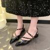 Baotou Mid-heel Shoes Spring New Pointed Head Shallow Mouth Rivet A Line with Anti-slip Wear-resistant Sandals