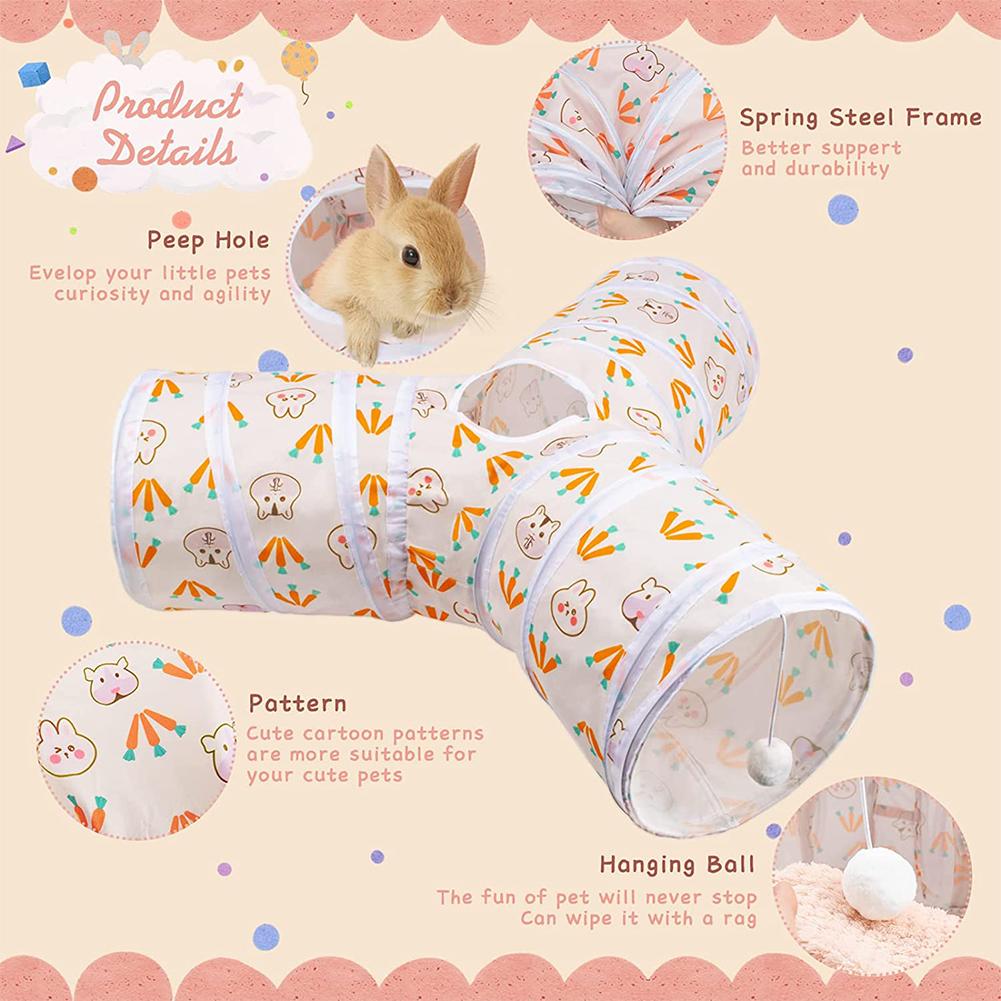 Suede Y-shaped Tunnels  Tubes Foldable Washable Three-channel Pet Supplies Ideal For Rabbits Chinchillas Mice Guinea Pigs Ferrets